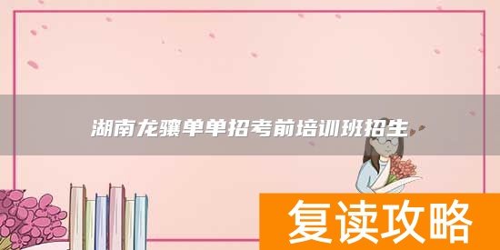 湖南龙骧单单招考前培训班招生